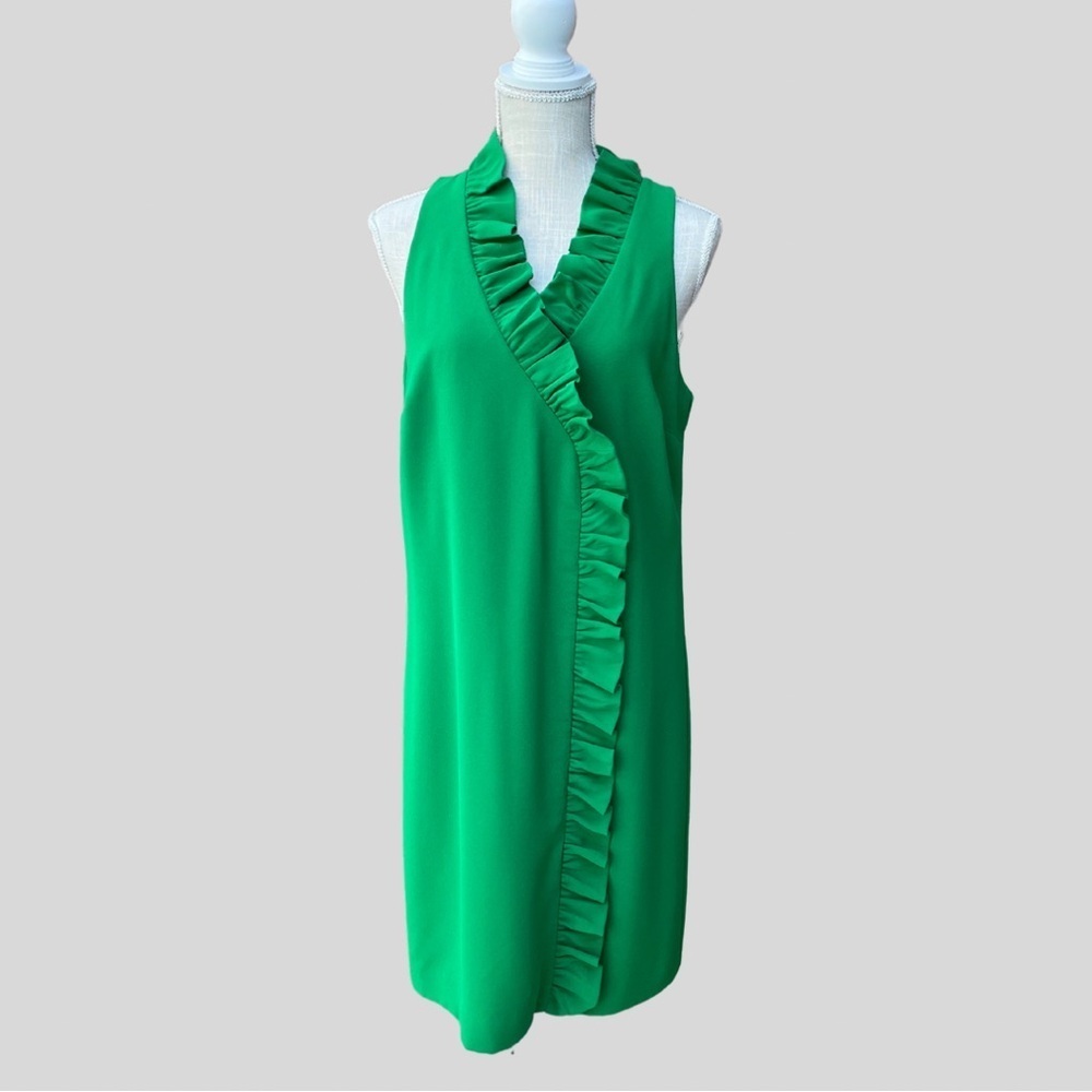Trina Turk Green Ruffle Shift Dress